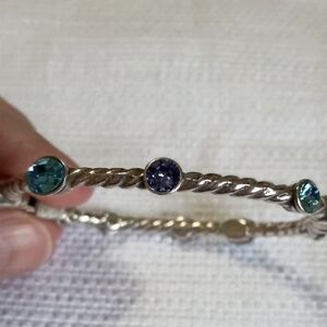 Brighton Silver Bracelet with Blue and Purple Accents